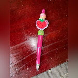 Pink Strawberry Bead Pen for Kids - Cute Decorative Toy Pen